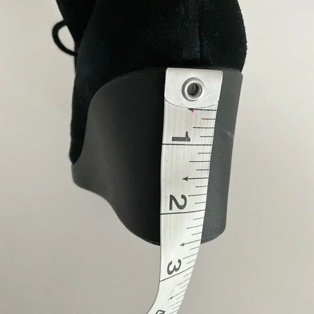 CROCS Suede Leigh Bootie Lace-up Wedge Comfort Casual Black 9.5